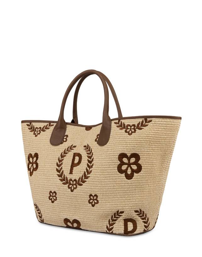 Pollini Tote Bag In Paglia Macro Heritage Big Naturale/t.moro/marrone Offerta