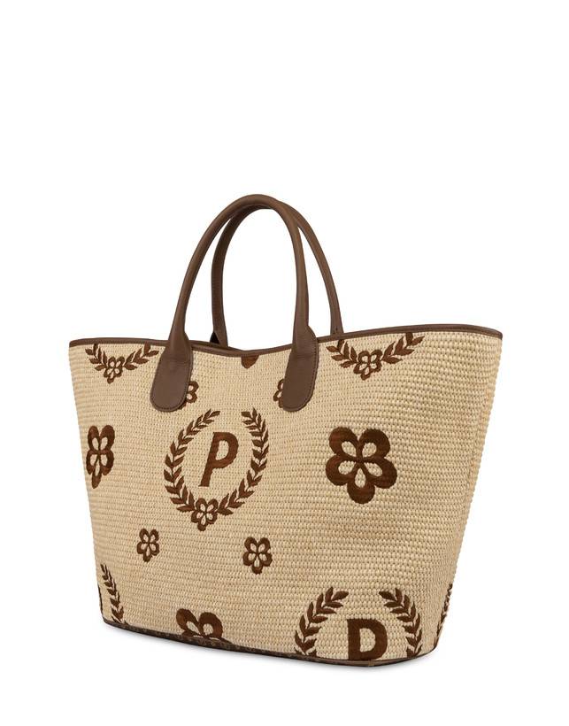 Pollini Tote Bag In Paglia Macro Heritage Big Naturale/t.moro/marrone Offerta