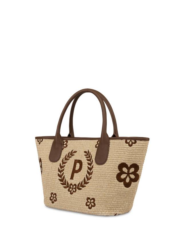 Pollini Tote Bag In Paglia Macro Heritage Small Naturale/t.moro/marrone Online