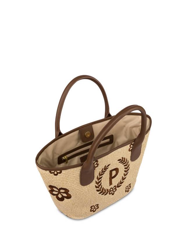 Pollini Tote Bag In Paglia Macro Heritage Small Naturale/t.moro/marrone Online