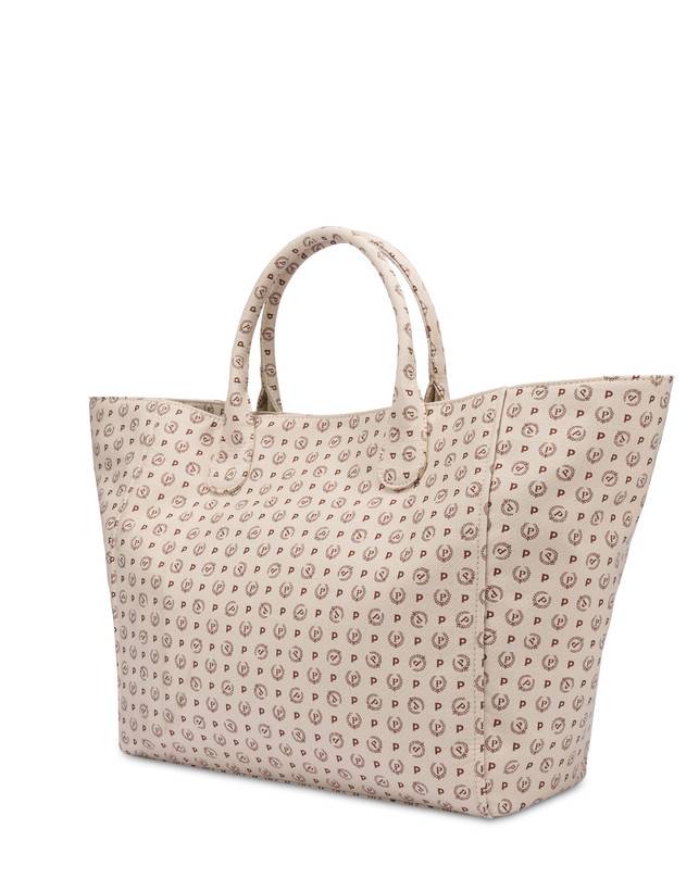 Pollini Tote Bag Heritage Jacquard Big Avorio/marrone Outlet