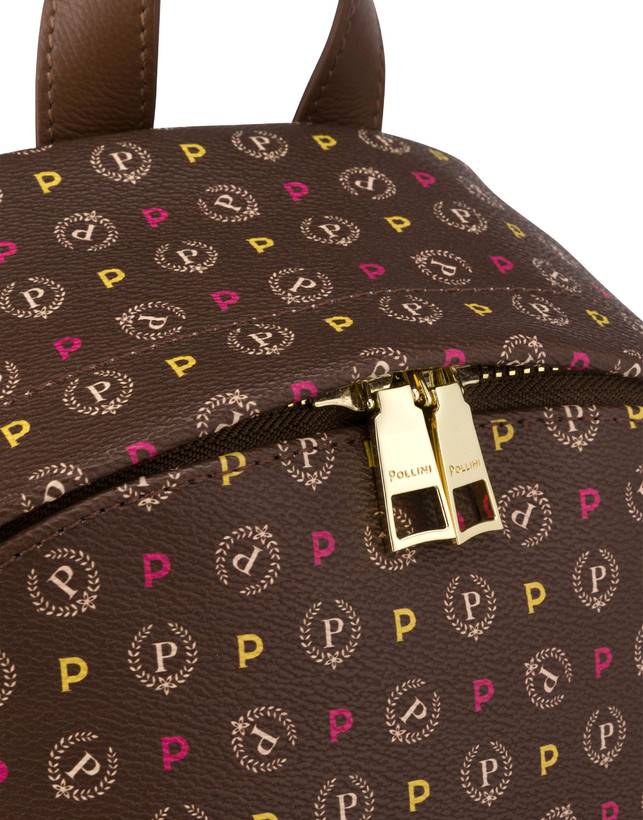 Pollini Zaino Heritage Logo Classic Multicolor/marrone Saldi Di Fabbrica