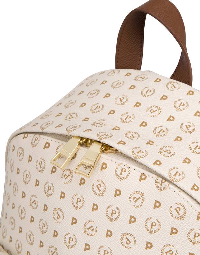 Pollini Zaino Heritage Logo Classic Avorio/marrone I Più Venduti