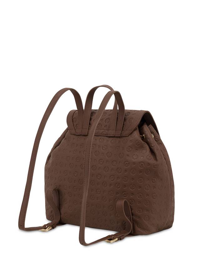 Pollini Zaino Heritage Logo Embossed Marrone In Linea