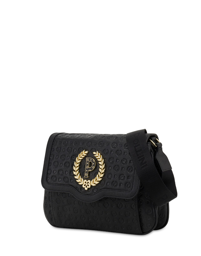 Pollini Borsa A Tracolla Heritage Logo Embossed Nero Nuovo