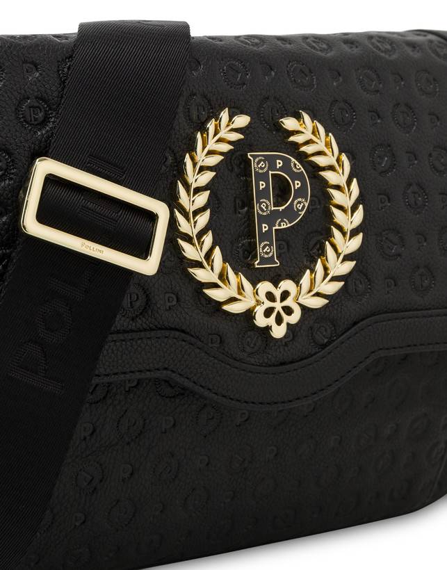 Pollini Borsa A Tracolla Heritage Logo Embossed Nero Nuovo