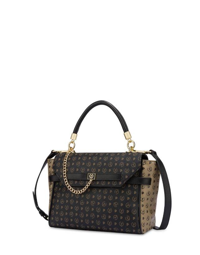 Pollini Borsa A Tracolla Bicolore Heritage Soft Touch Nero/taupe/nero Soddisfazione Garantita