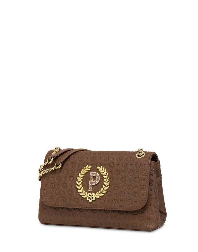Pollini Borsa A Spalla In Vitello Heritage Logo Embossed Marrone Fino al 55% di sconto