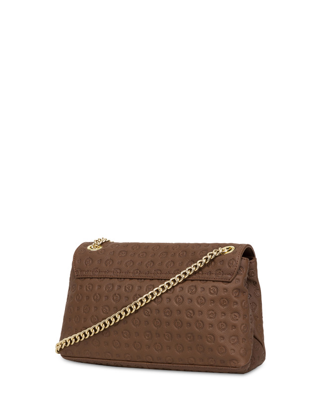 Pollini Borsa A Spalla In Vitello Heritage Logo Embossed Marrone Fino al 55% di sconto