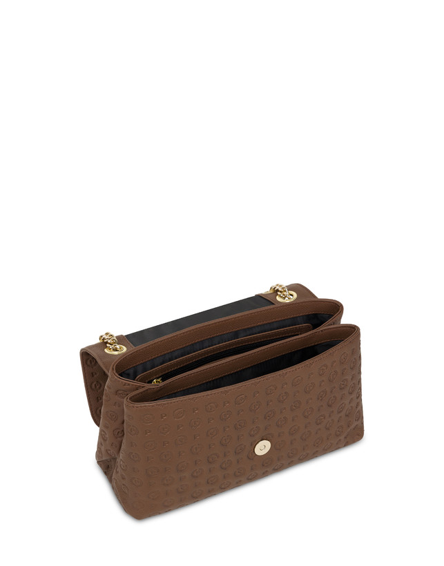 Pollini Borsa A Spalla In Vitello Heritage Logo Embossed Marrone Fino al 55% di sconto