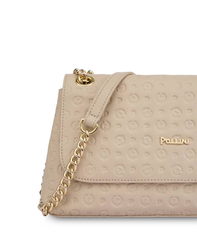 Pollini Borsa A Spalla Heritage Logo Embossed Avorio 50% di sconto con spedizione gratuita