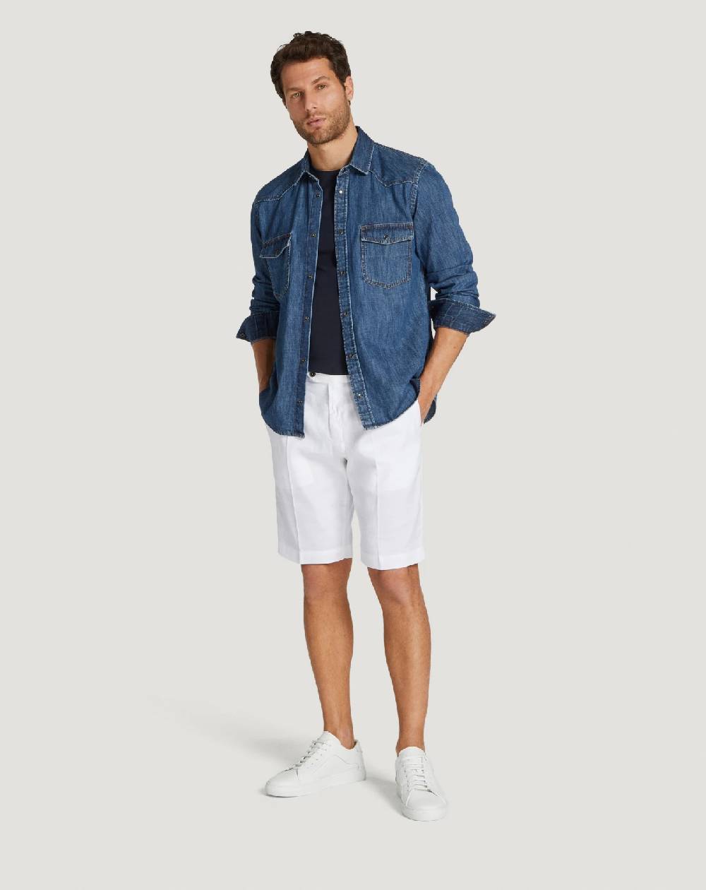 Pt Torino Bermuda in lino stretch délavé Sconto