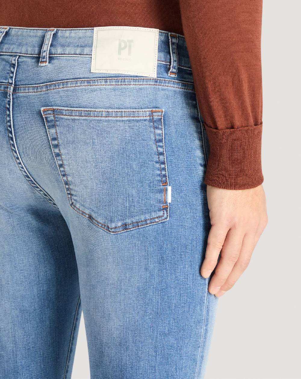 Pt Torino Jeans Swing in denim stretch indigo Sostegno trimestrale