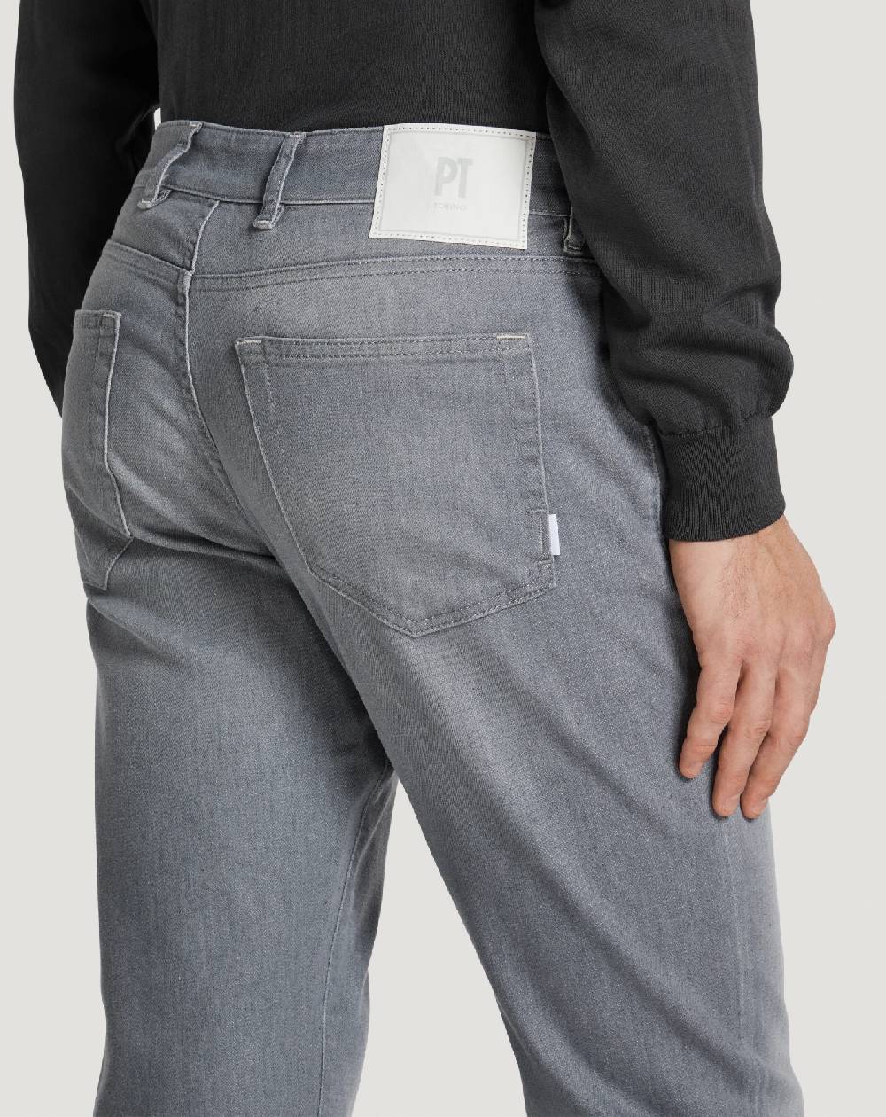 Pt Torino Jeans Swing in light grey denim Vendita Calda
