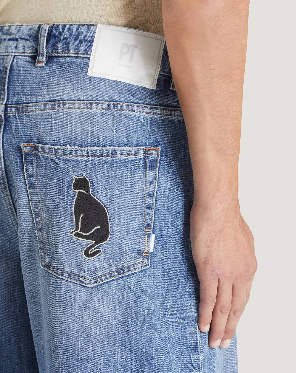 Pt Torino Jeans Skater in denim vintage Negozi Online