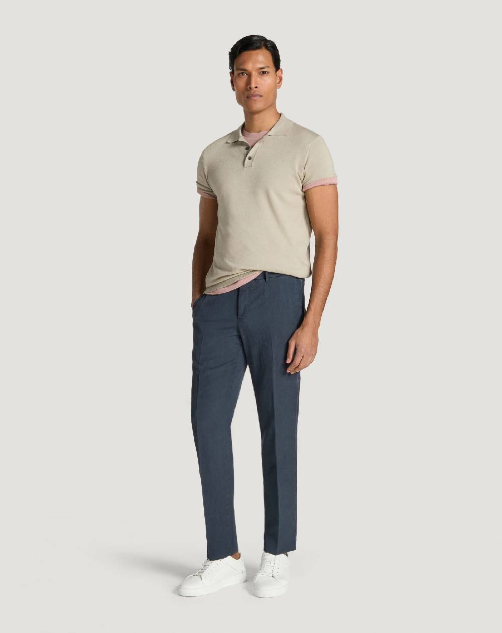 Pt Torino Pantaloni Slim in cotone e lino batavia Saldi