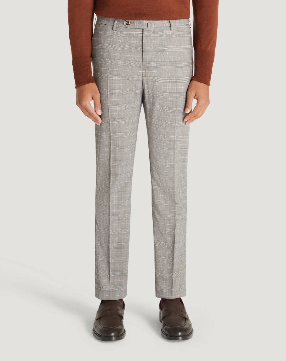 Pt Torino Pantaloni Superslim in tecno lana a quadri Vendite Flash
