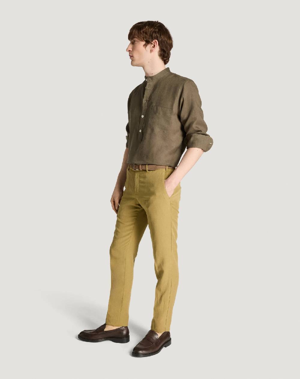 Pt Torino Pantaloni Slim in cotone e lino batavia Fino Al -60%