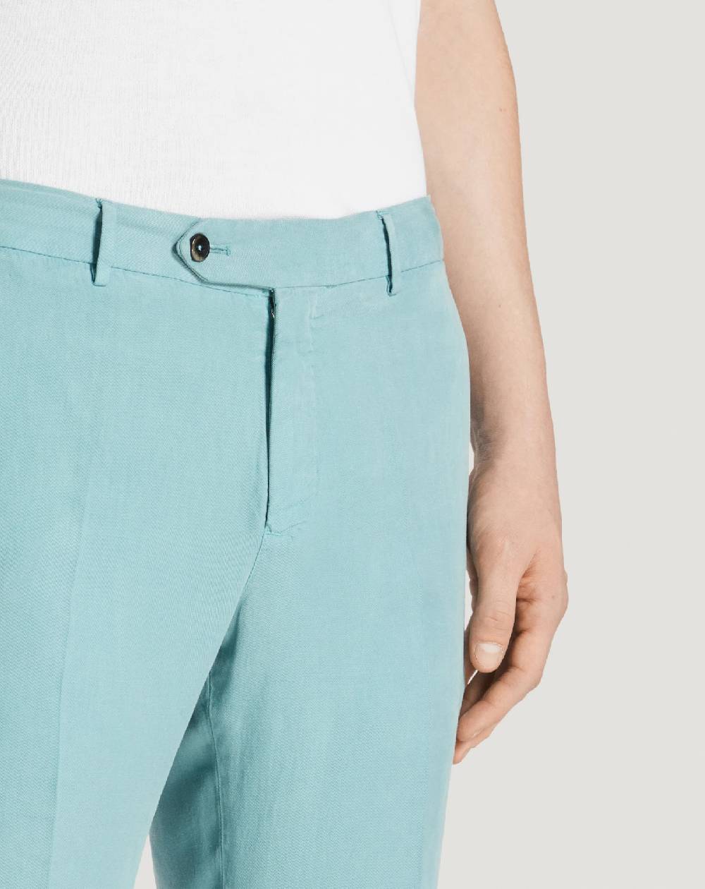 Pt Torino Pantaloni Slim in cotone e lino batavia Sottocosto