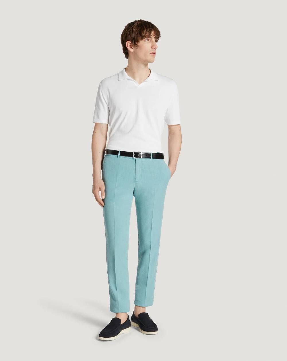 Pt Torino Pantaloni Slim in cotone e lino batavia Sottocosto