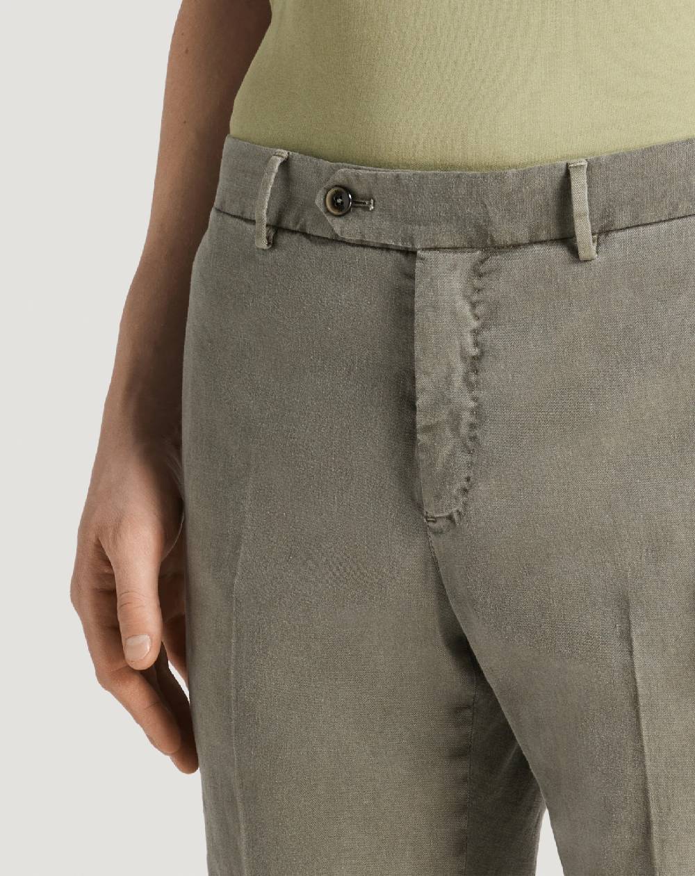 Pt Torino Pantaloni Slim in lino stretch délavé Sconto