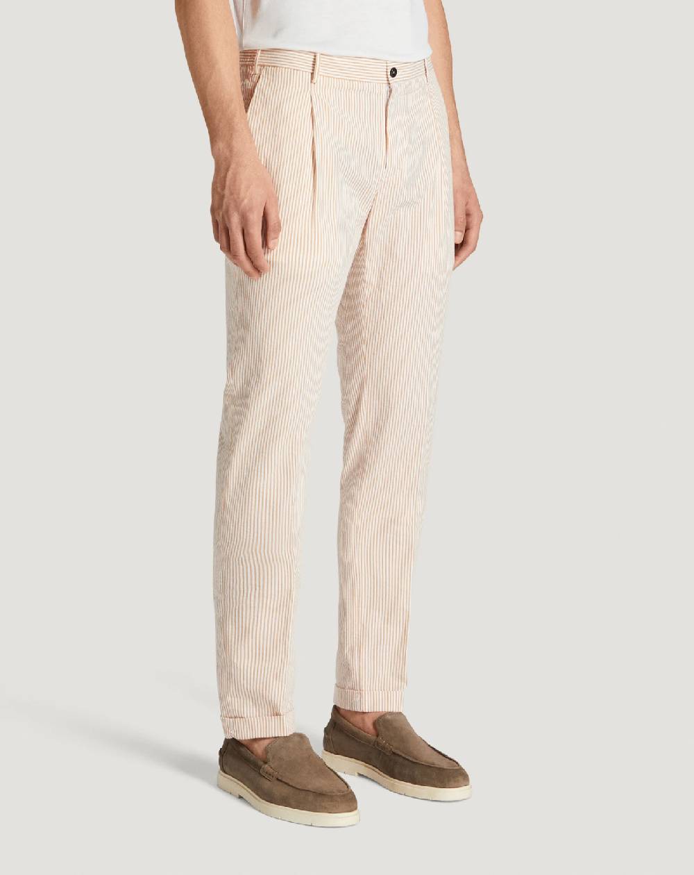 Pt Torino Pantaloni Slim in cotone seersucker a righe Online