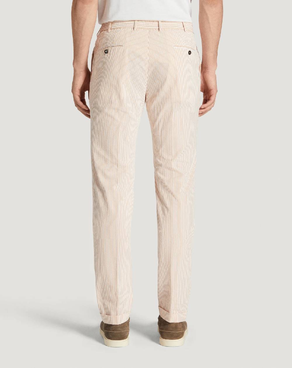 Pt Torino Pantaloni Slim in cotone seersucker a righe Online