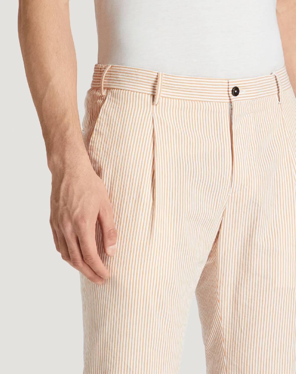 Pt Torino Pantaloni Slim in cotone seersucker a righe Online