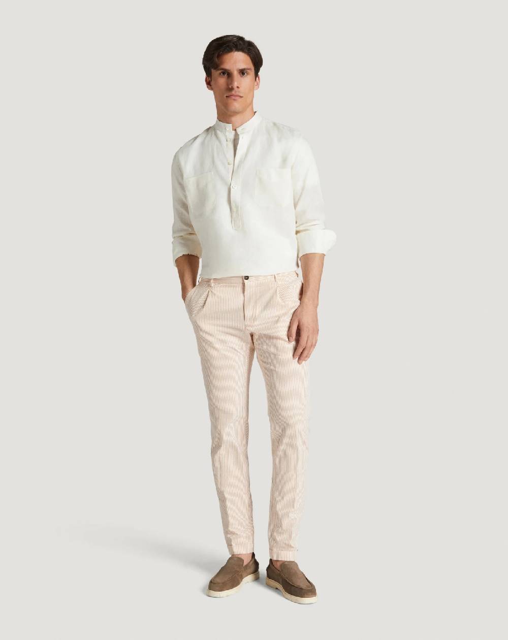 Pt Torino Pantaloni Slim in cotone seersucker a righe Online