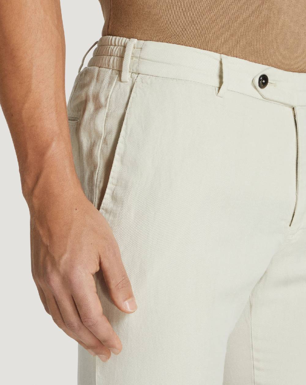 Pt Torino Pantaloni Slim in cotone e lino batavia Outlet