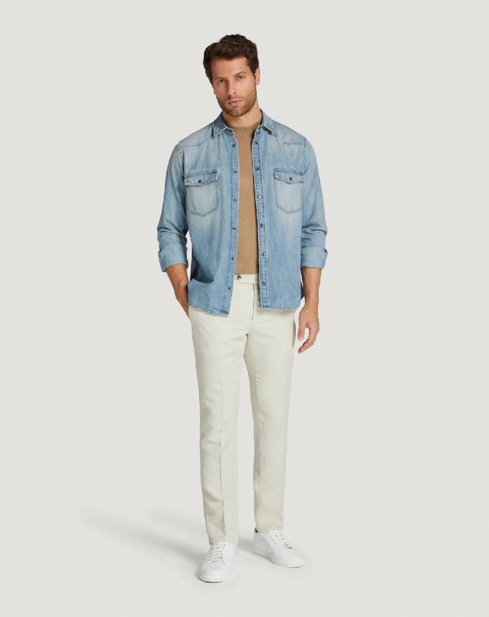 Pt Torino Pantaloni Slim in cotone e lino batavia Outlet