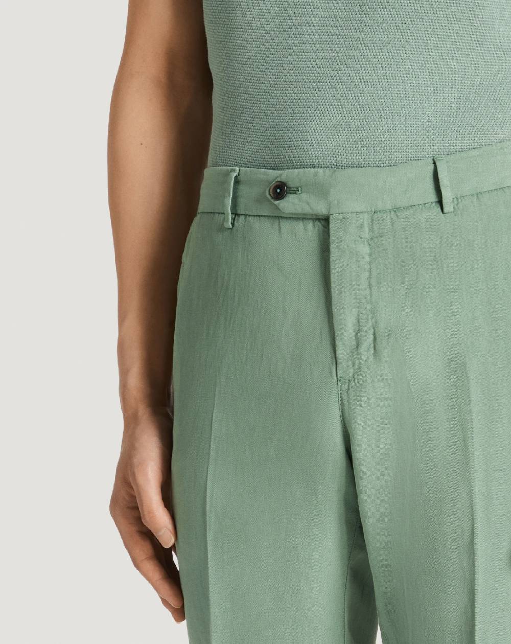 Pt Torino Pantaloni Slim in cotone e lino batavia Vendita Economica