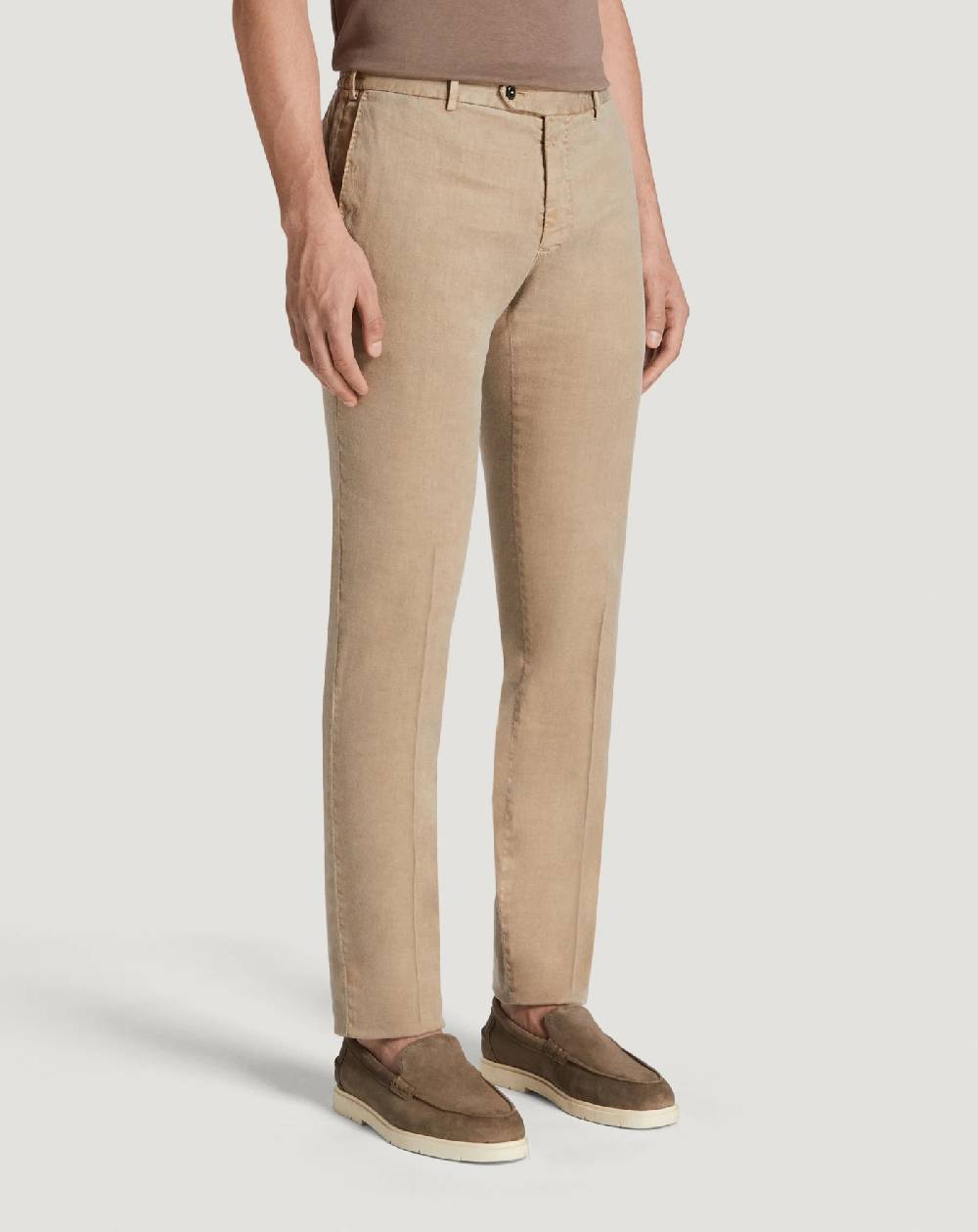 Pt Torino Pantaloni Slim in lino stretch délavé Promozione