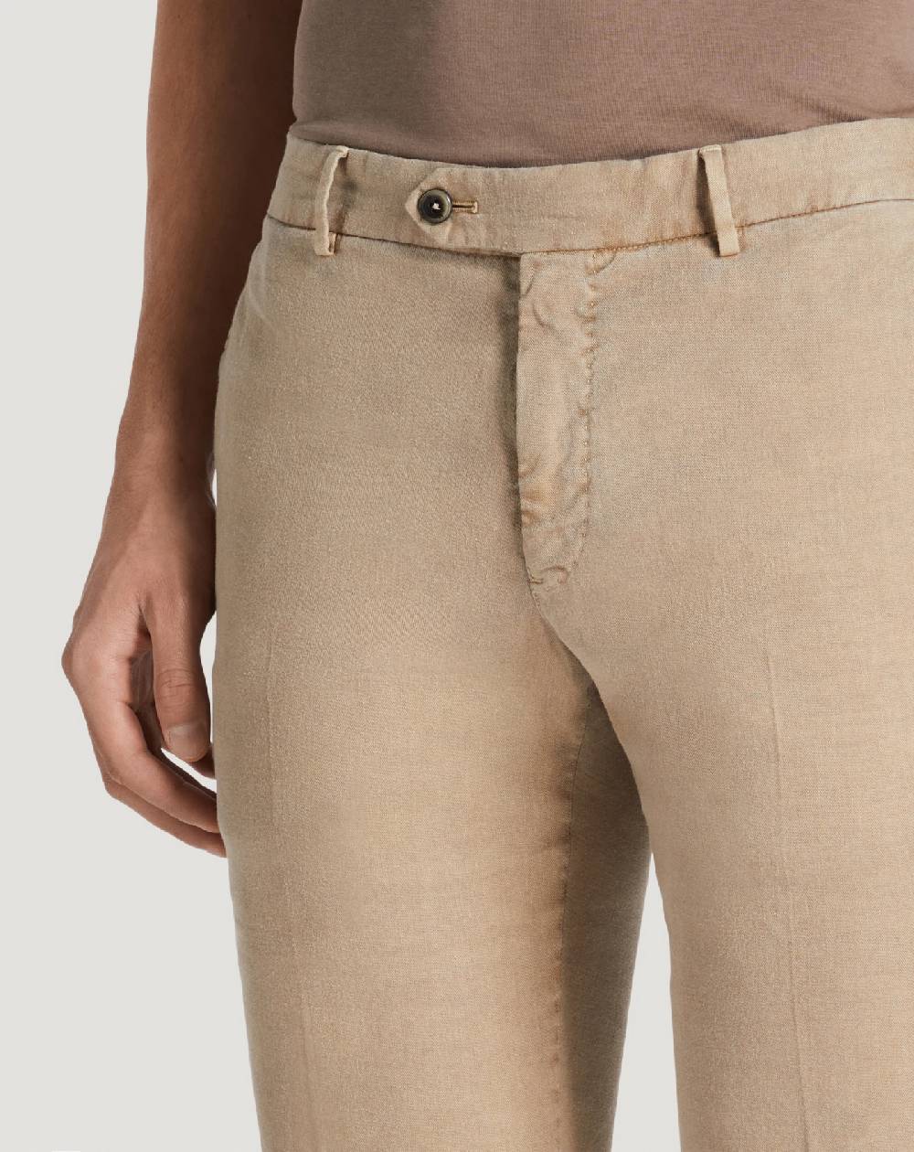 Pt Torino Pantaloni Slim in lino stretch délavé Promozione