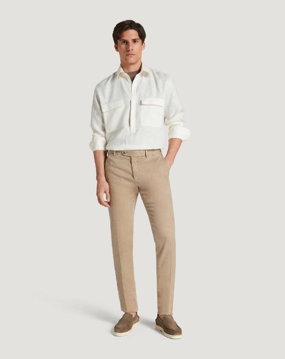 Pt Torino Pantaloni Slim in lino stretch délavé Promozione