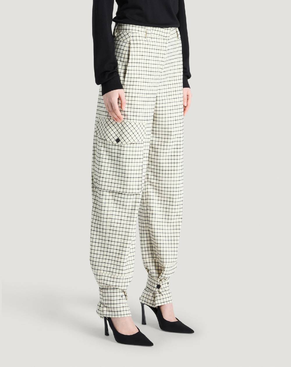 Pt Torino Pantaloni Giselle in lana stretch check Shopping Online