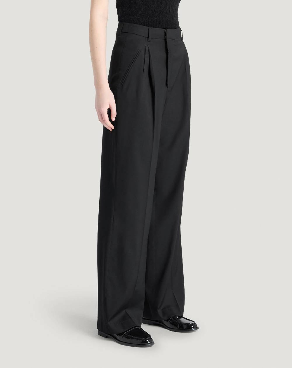 Pt Torino Pantaloni Vivian in twill di lana fluida Nuovo