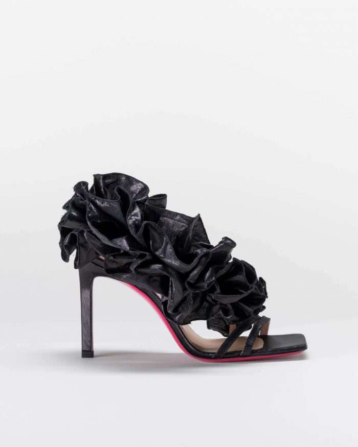 LUCIANO PADOVAN ROUCHE LINE SANDALO EMILY TESSUTO LUREX NERO Soddisfazione Garantita