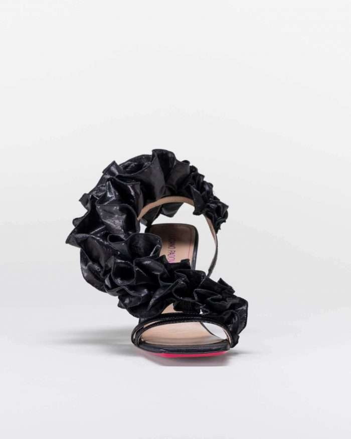 LUCIANO PADOVAN ROUCHE LINE SANDALO EMILY TESSUTO LUREX NERO Soddisfazione Garantita