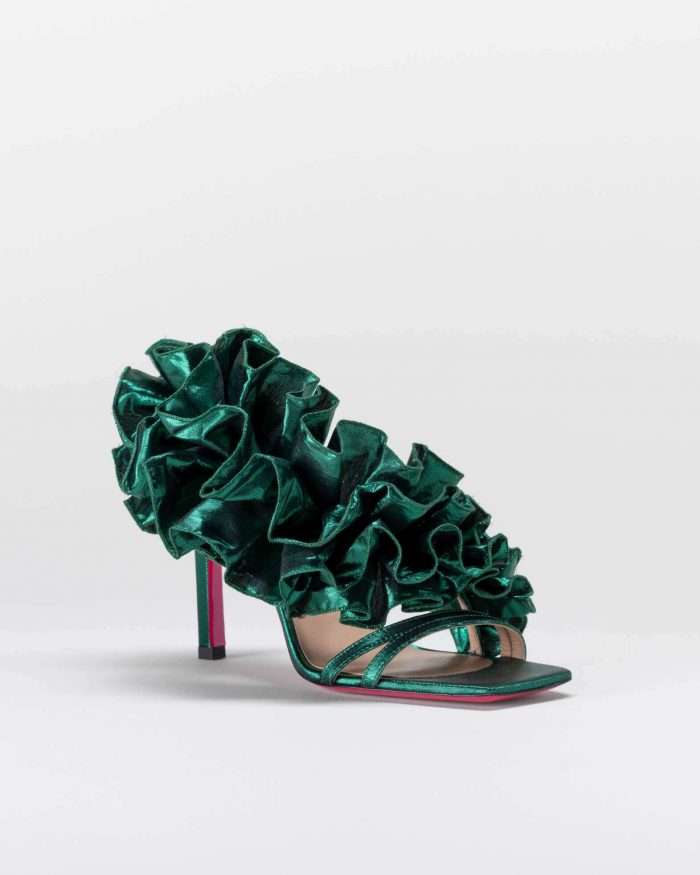 LUCIANO PADOVAN SANDALO EMILY TESSUTO LUREX VERDE
