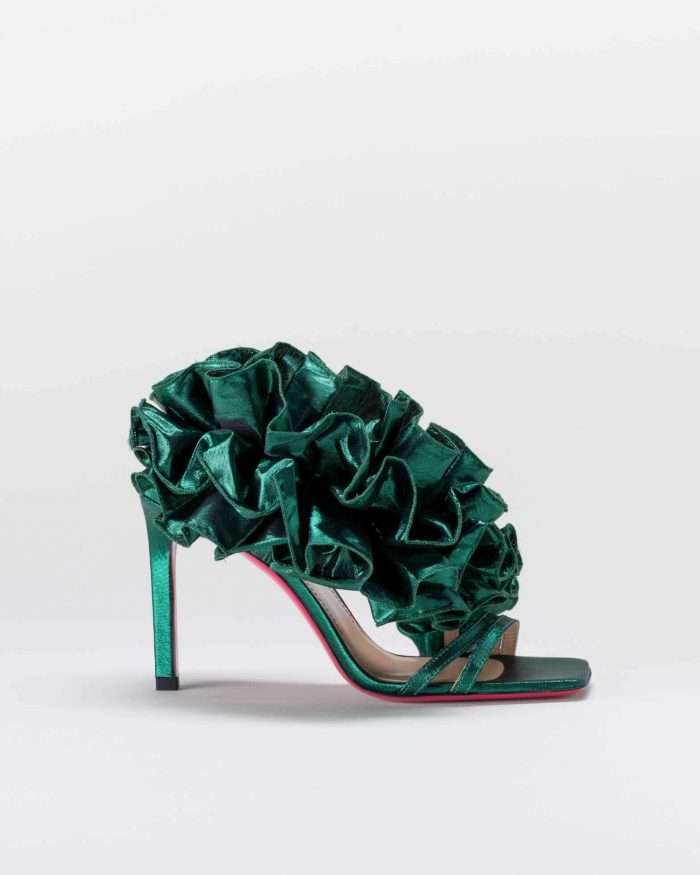 LUCIANO PADOVAN SANDALO EMILY TESSUTO LUREX VERDE Qualità Garantita
