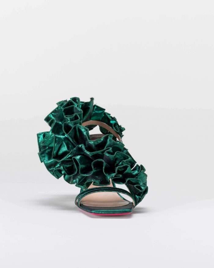LUCIANO PADOVAN SANDALO EMILY TESSUTO LUREX VERDE Qualità Garantita