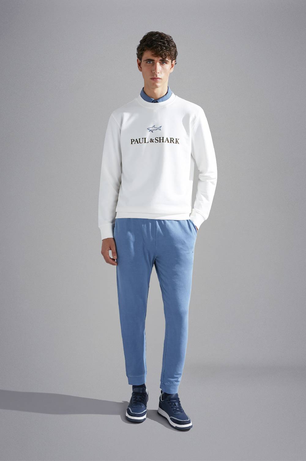 Paul & Shark Pantaloni sportivi in cotone stretch tinto capo Paul & Shark Negozi Online