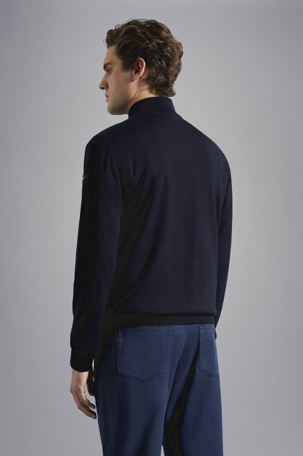 Paul & Shark Maglia con zip in lana Merino con badge iconico Paul & Shark Promozione