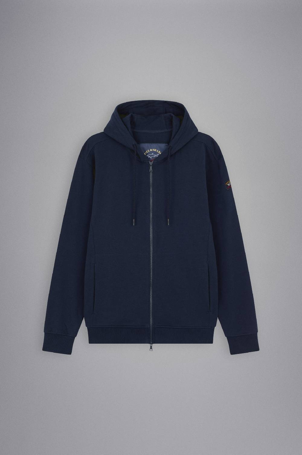 Paul & Shark Felpa con zip in cotone con badge iconico Paul & Shark Sconto