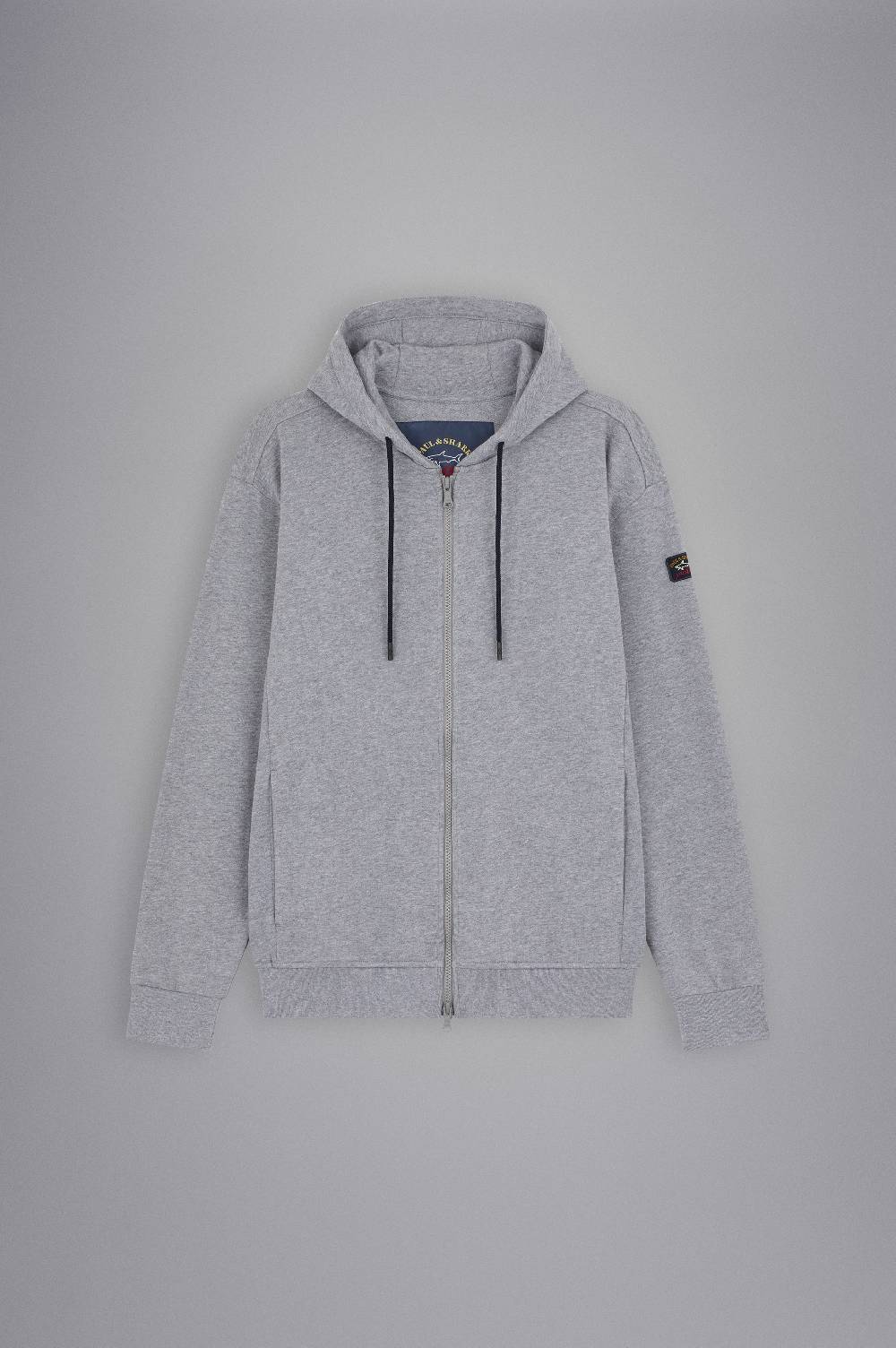 Paul & Shark Felpa con zip in cotone con badge iconico Paul & Shark Saldi Di Fabbrica