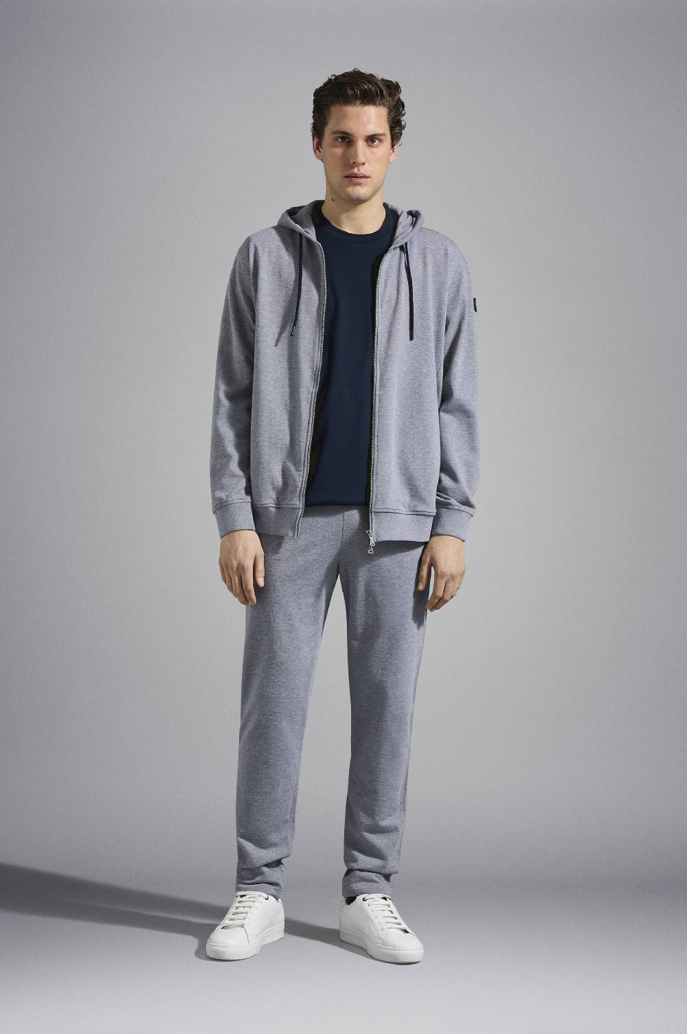 Paul & Shark Felpa con zip in cotone con badge iconico Paul & Shark Saldi Di Fabbrica