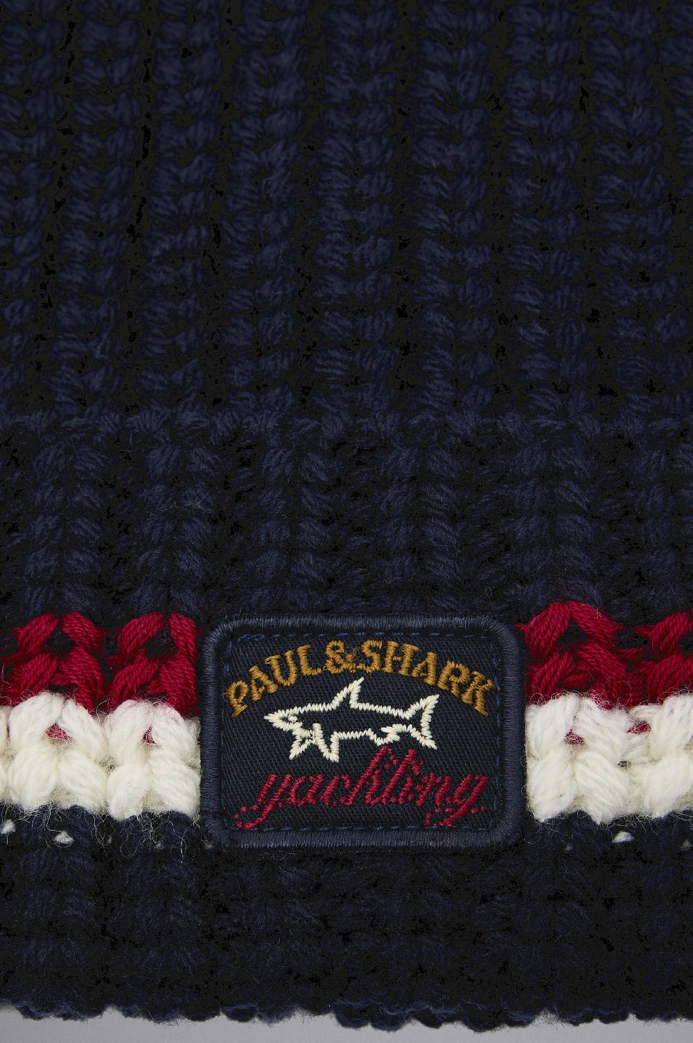 Paul & Shark Berretto in lana a coste con badge iconico Paul & Shark Promozione