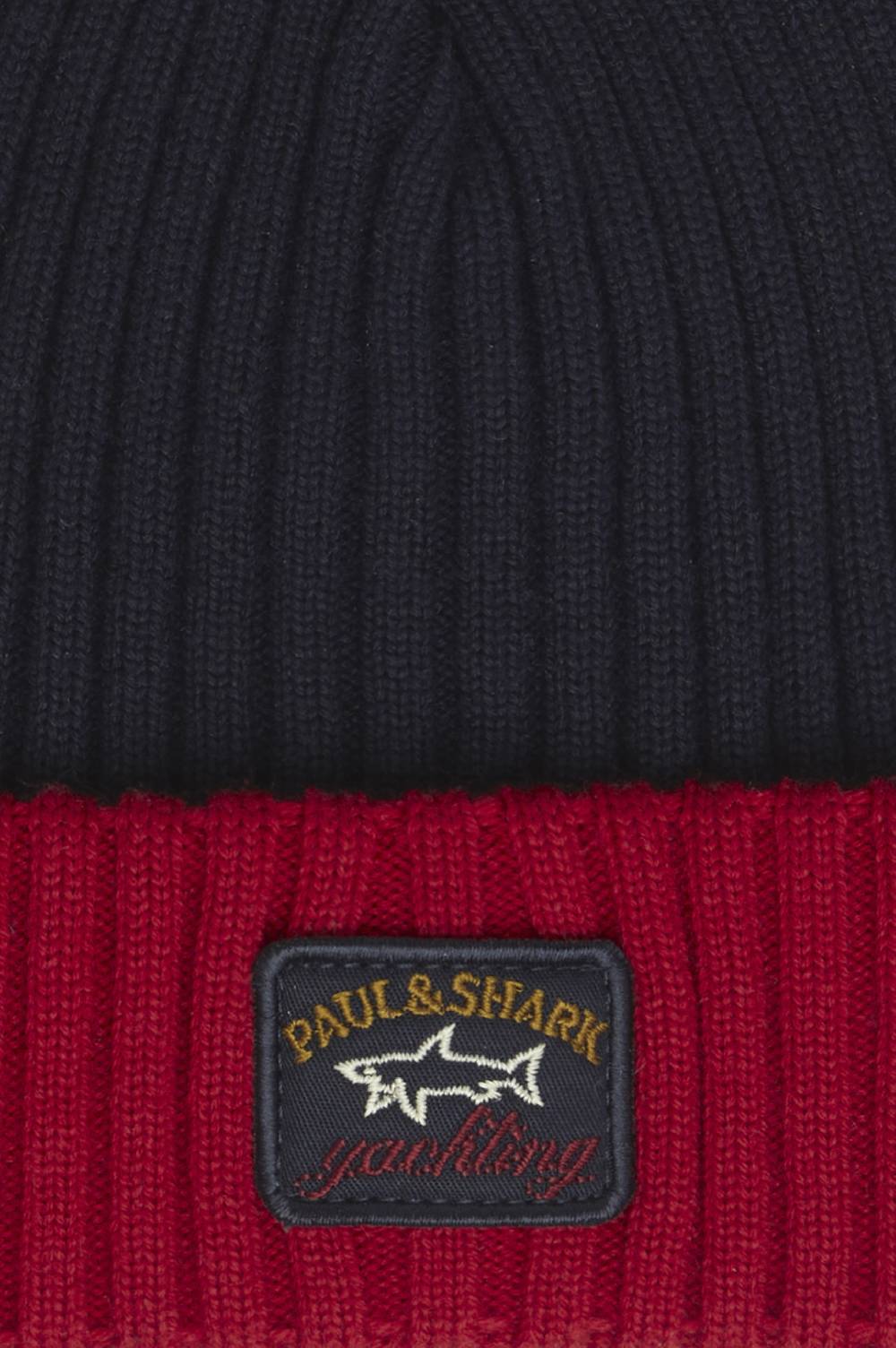 Paul & Shark Berretto in lana a coste con badge iconico Paul & Shark Spedizione Gratuita