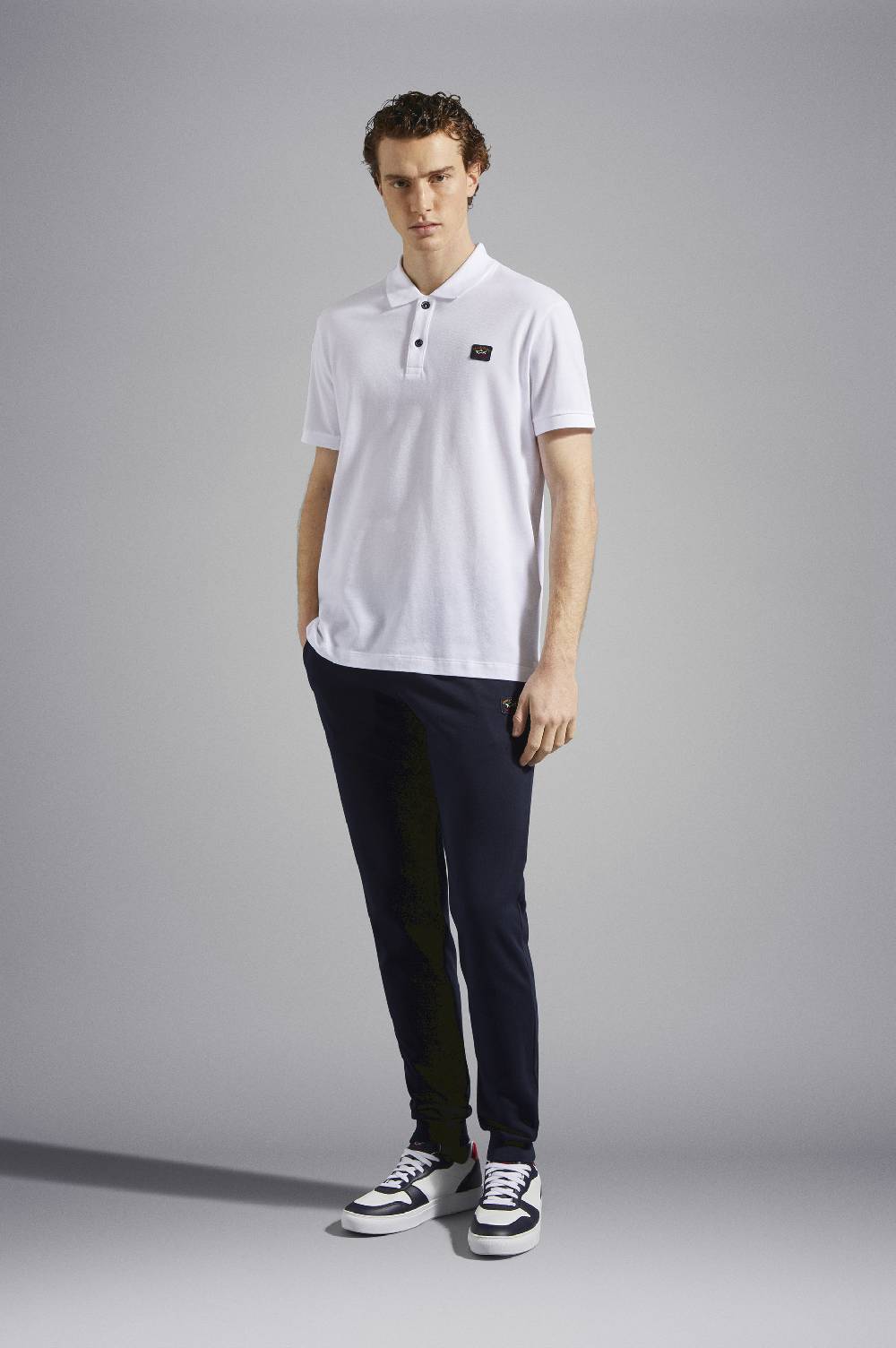 Paul & Shark Polo in cotone piqué con badge iconico Paul & Shark Vendita Calda